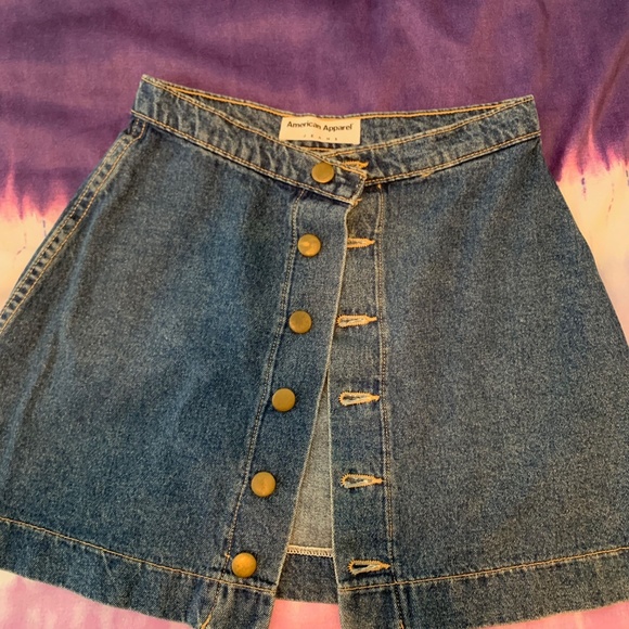 Denim Button Front A-Line Mini Skirt Wash Women's - Picture 3 of 4